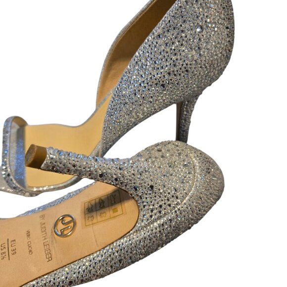 Judith Leiber Silver Crystal Glitter Pumps sz 8.5 - Picture 6 of 7